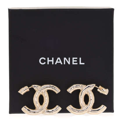 Chanel Metal Large CC Earrings Light Gold 5 of 5