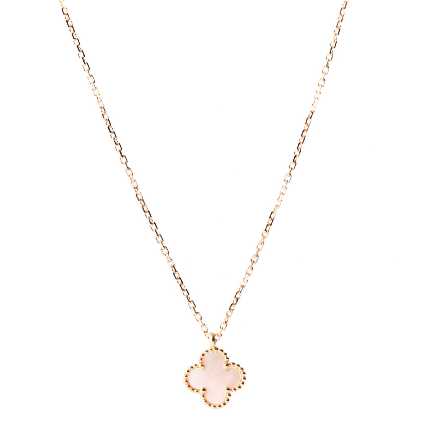 18K Yellow Gold Mother of Pearl Sweet Alhambra Pendant Necklace