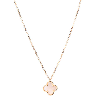 Van Cleef & Arpels 18K Yellow Gold Mother of Pearl Sweet Alhambra Pendant Necklace 1 of 5