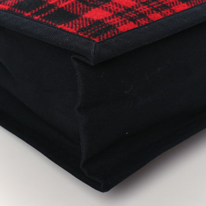 Saint Laurent Wool Tartan Rive Gauche Noe Tote Red Black 8 of 9