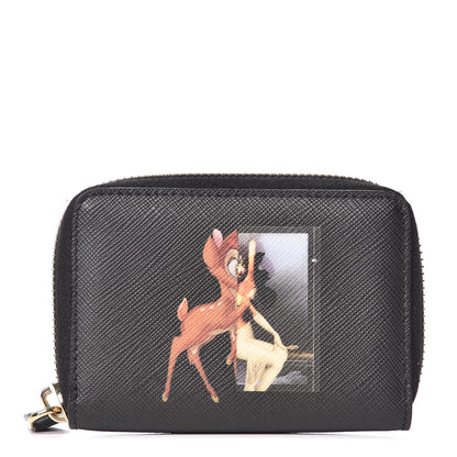 Givenchy Textured Coated Canvas Iconic Bambi Print Mini Zip Wallet Black 1 of 8