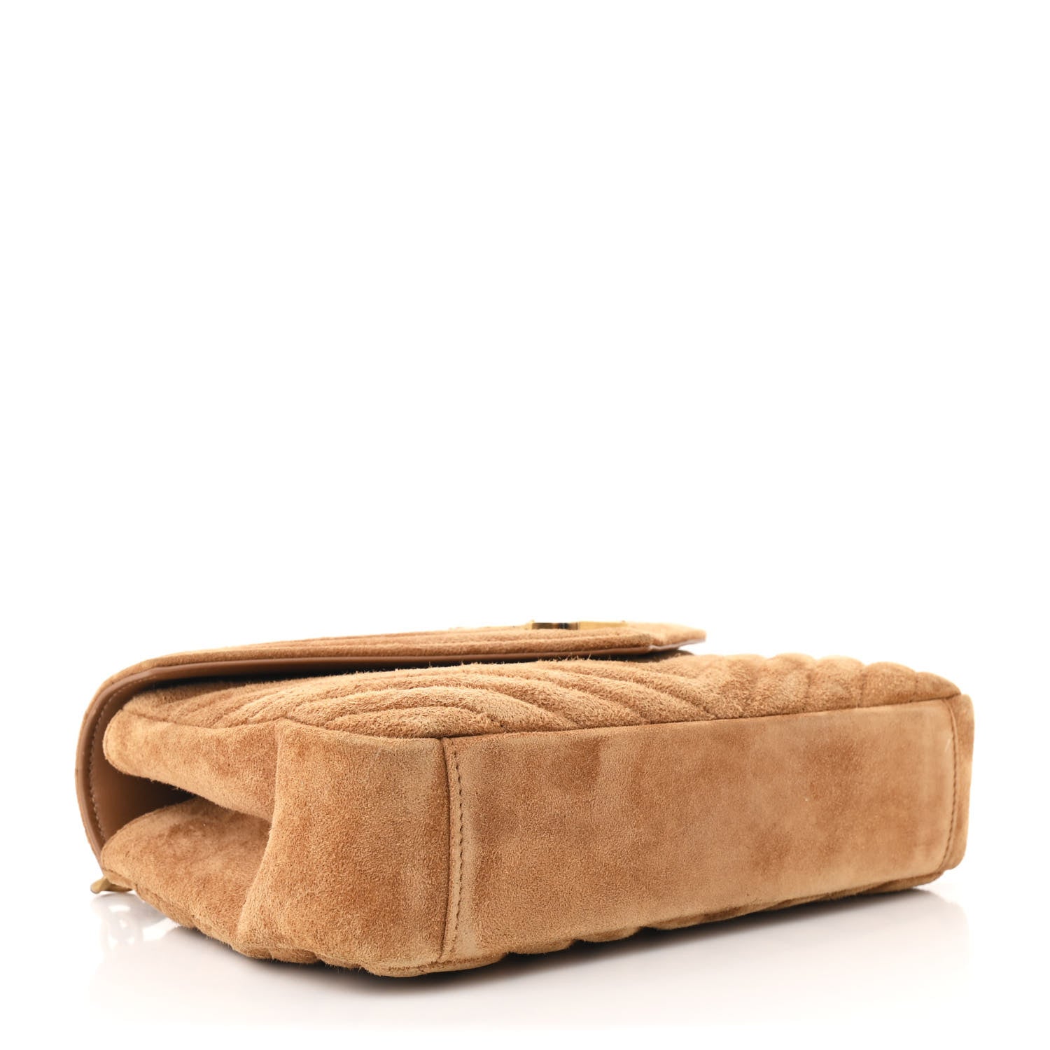 Saint Laurent Suede Matelasse Chevron Monogram Medium College Bag Cinnamon 4 of 12