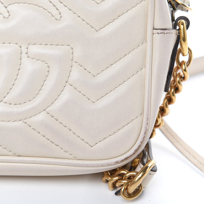 Gucci Calfskin Matelasse Mini GG Marmont Chain Shoulder Bag White 15 of 18