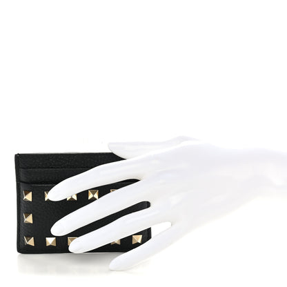 Valentino Garavani Pebbled Calfskin Rockstud Card Holder Black 3 of 5