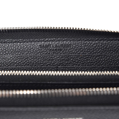 Saint Laurent Grained Calfskin Rive Gauche Zip Around Wallet Black 6 of 8