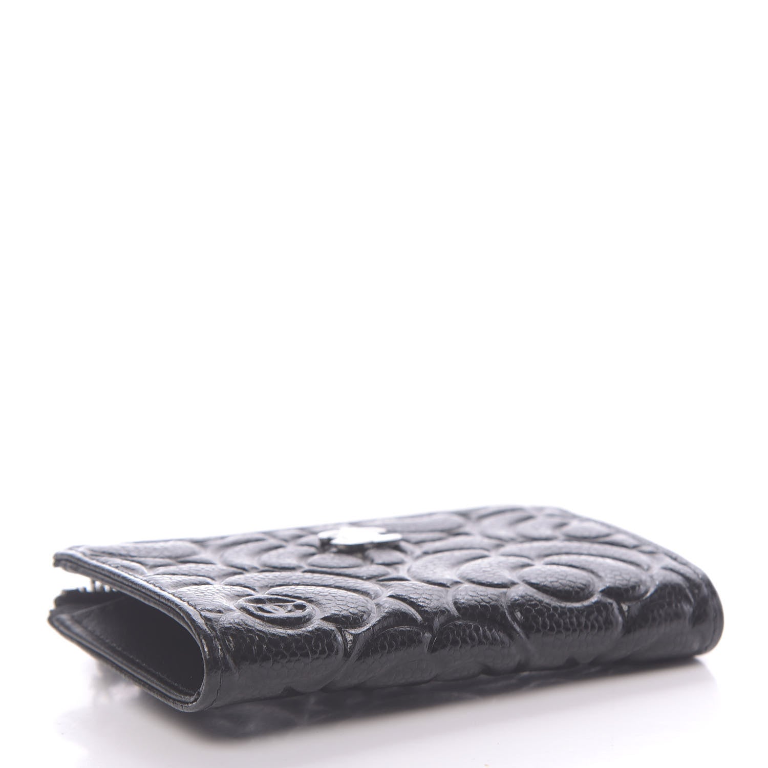 Chanel Caviar Camellia Embossed Key Holder Case Black 4 of 8