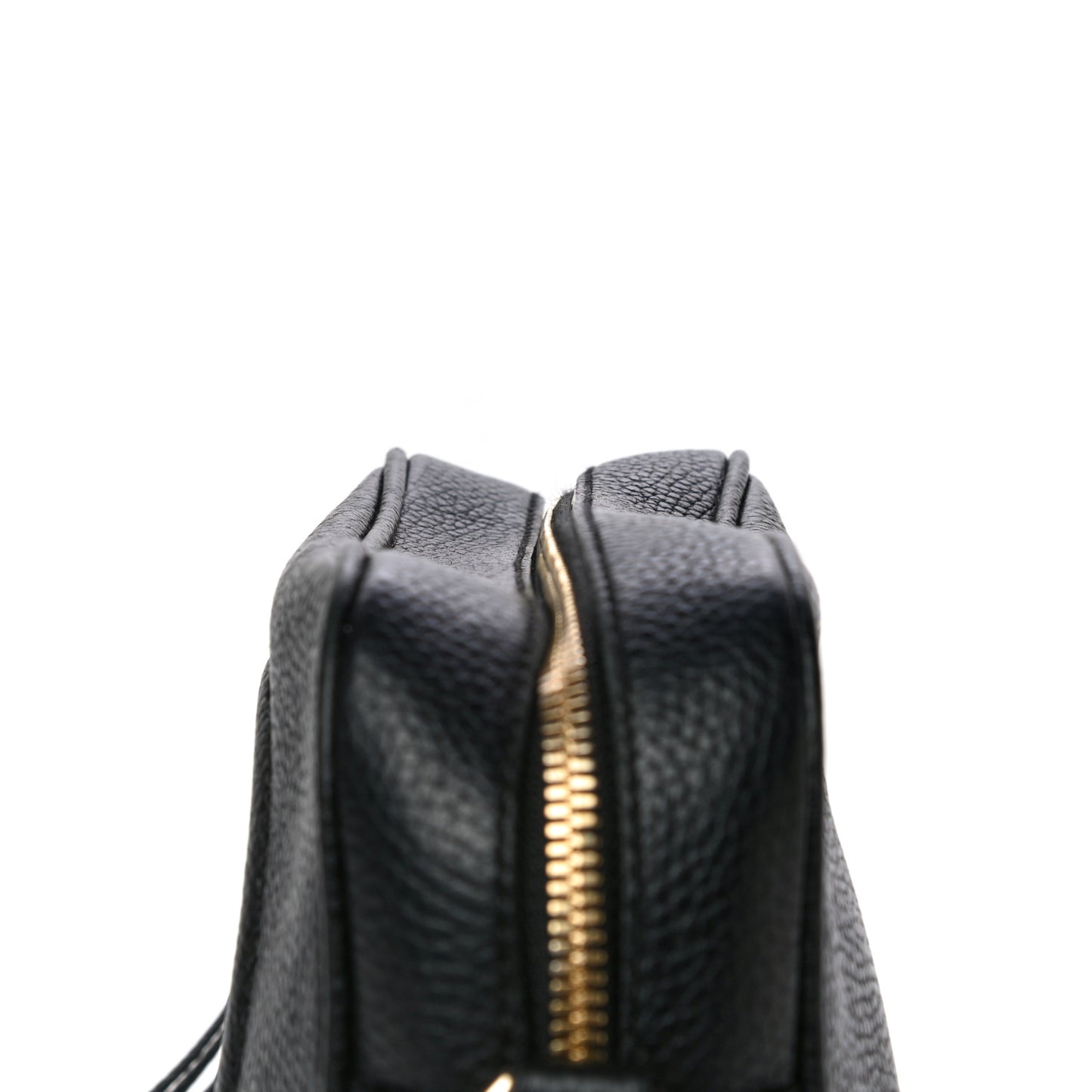 Pebbled Calfskin Small Soho Disco Bag Black