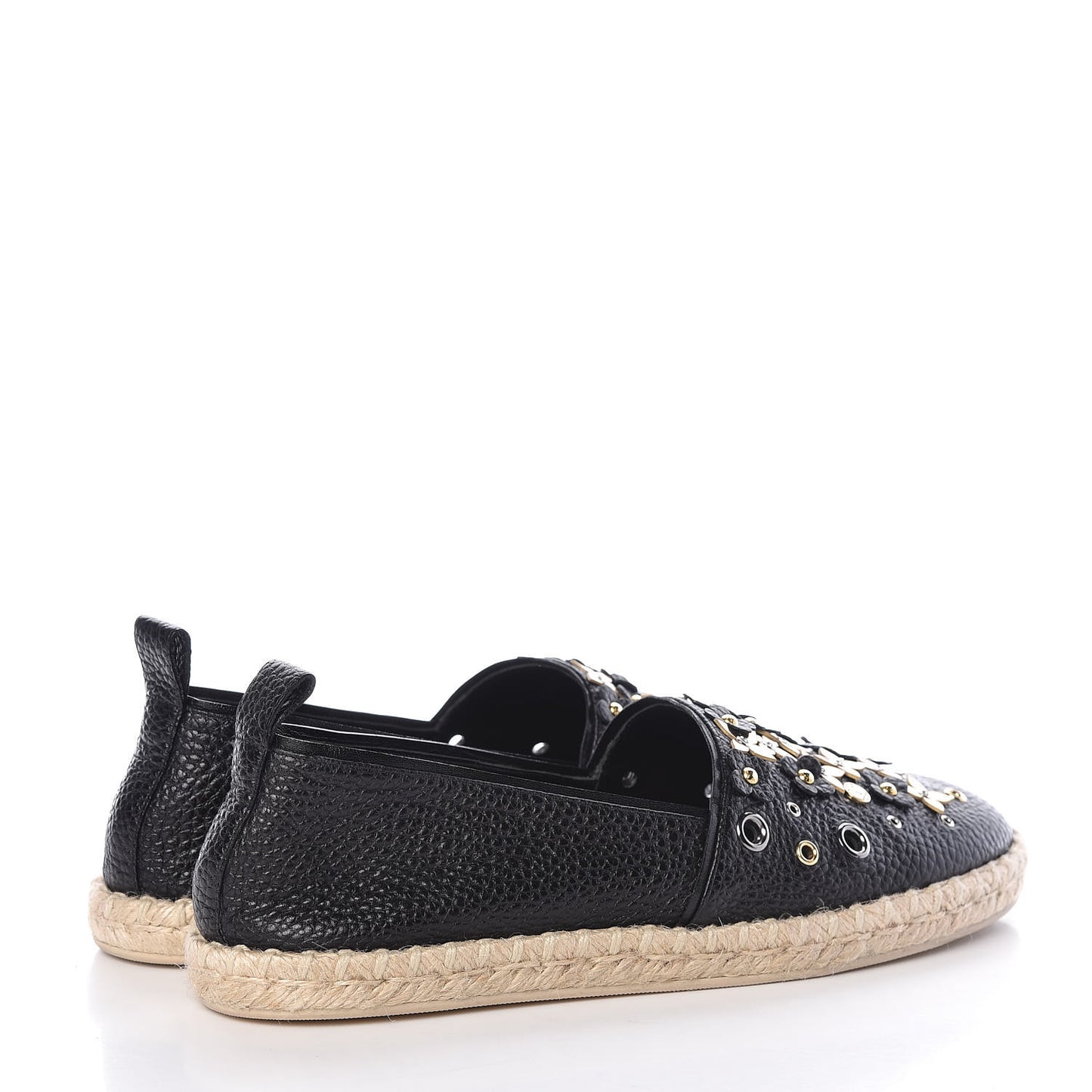 Calfskin Tropical Bloom Espadrille Flat 40 Black