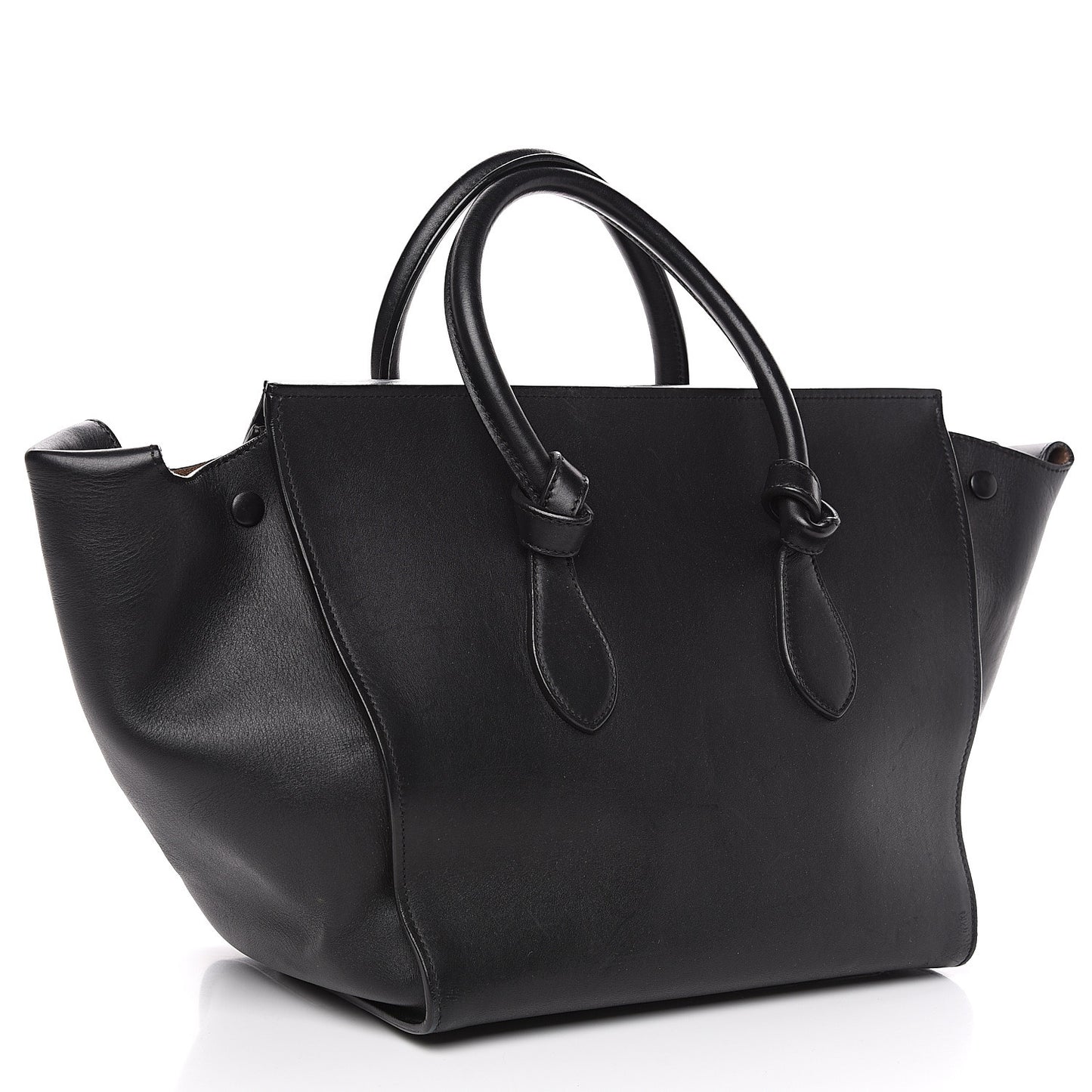 Smooth Calfskin Small Tie Knot Tote Black