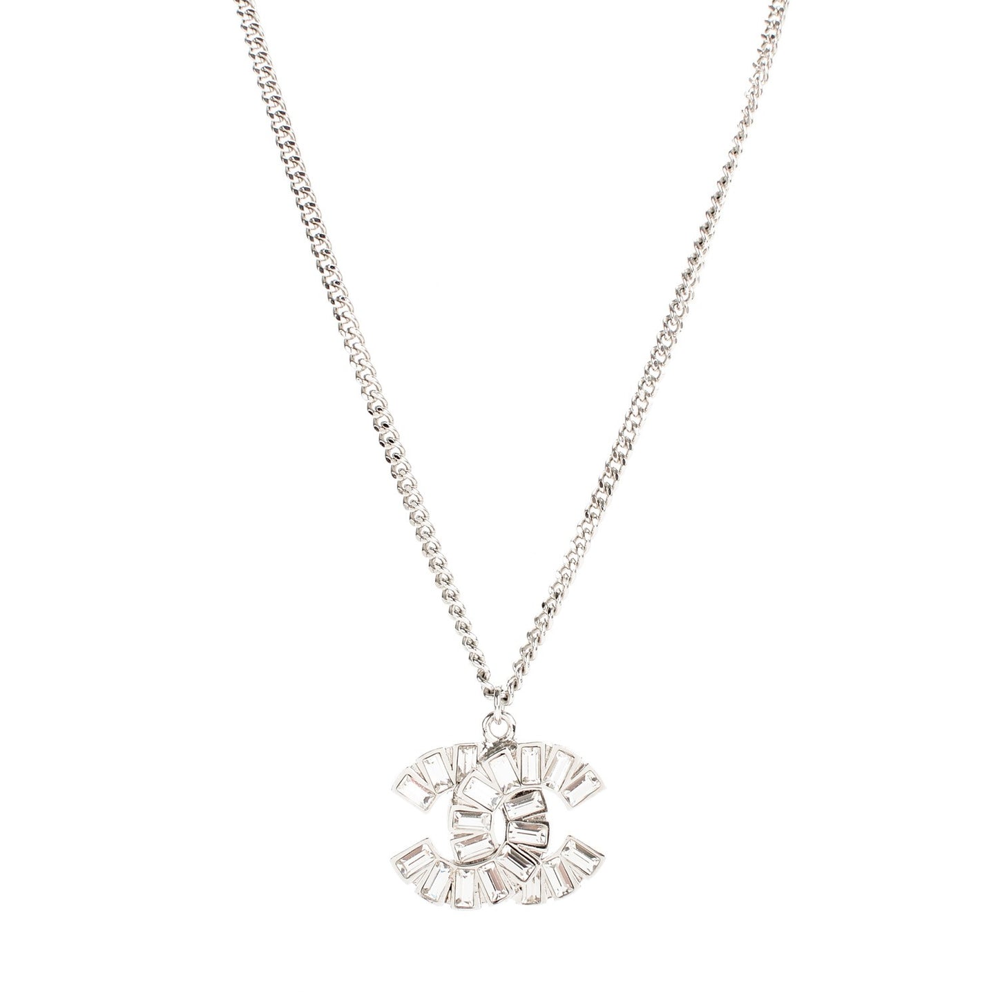 Baguette Crystal CC Necklace Silver