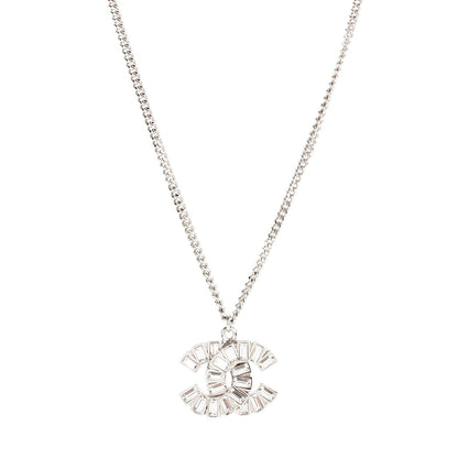 Chanel Baguette Crystal CC Necklace Silver 1 of 4