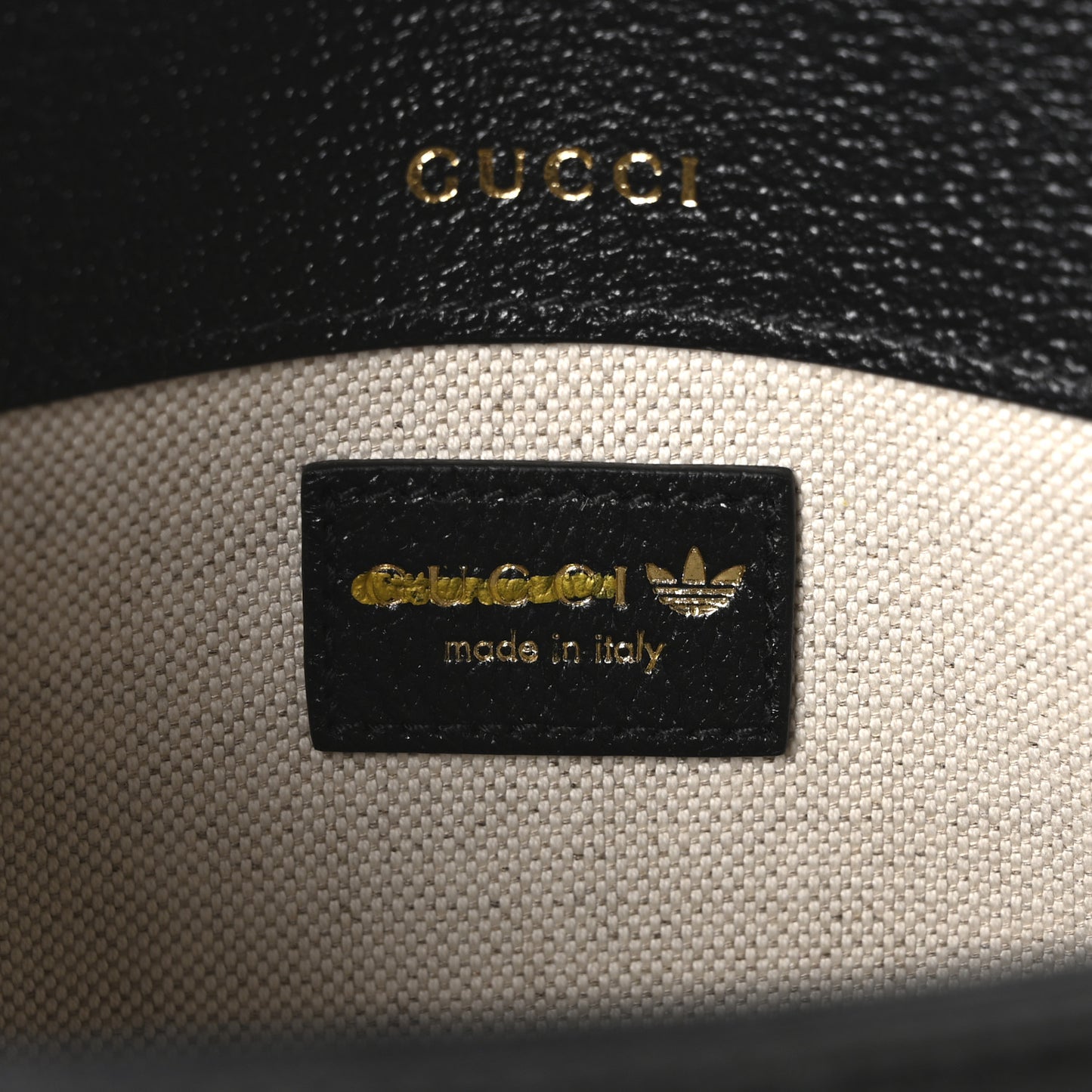 X ADIDAS Textured Dollar Calfskin Web Trefoil Mini Horsebit 1955 Shoulder Bag Black Off White