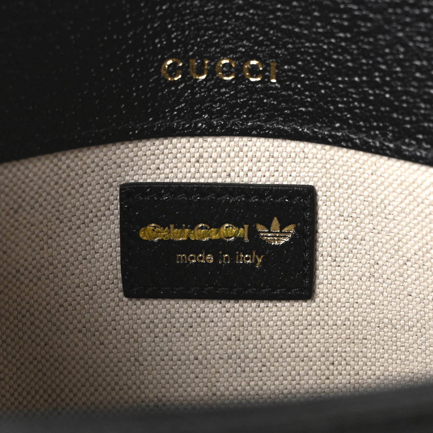 Gucci X ADIDAS Textured Dollar Calfskin Web Trefoil Mini Horsebit 1955 Shoulder Bag Black Off White 5 of 9