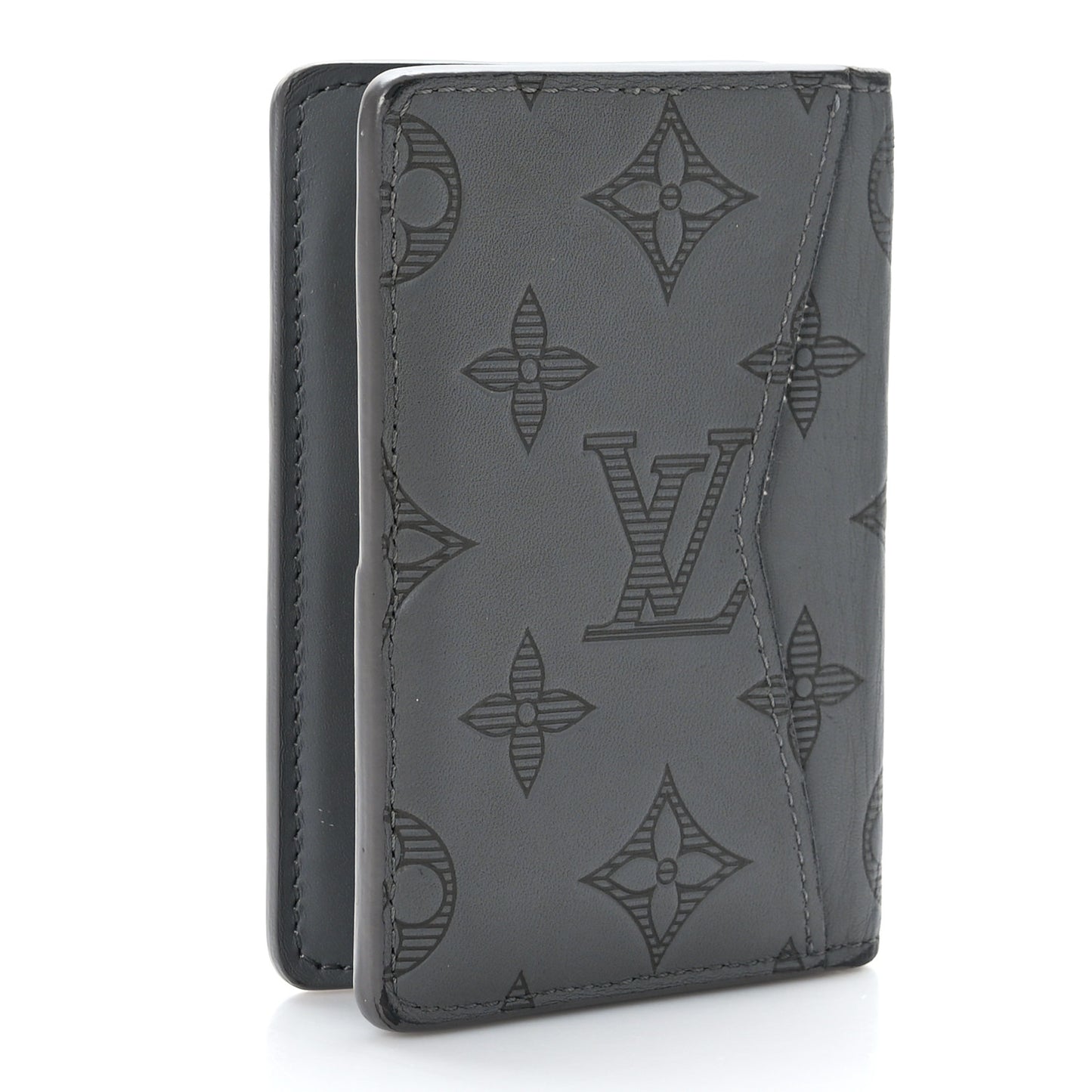 Calfskin Monogram Shadow Pocket Organizer Anthracite Gray