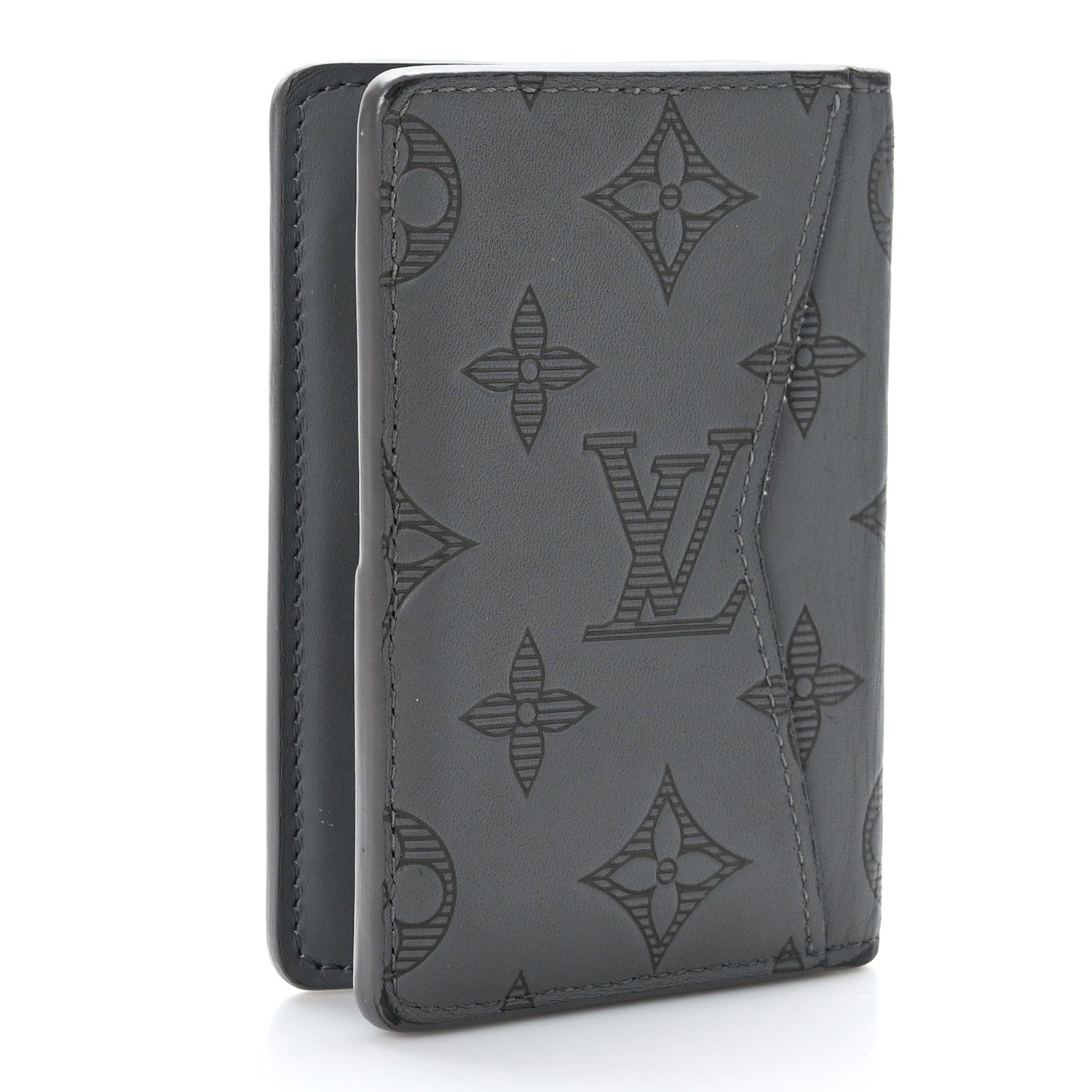 Louis Vuitton Calfskin Monogram Shadow Pocket Organizer Anthracite Gray 3 of 7