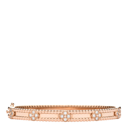 Van Cleef & Arpels 18K Rose Gold Diamond Perlee Sweet Clovers Bracelet S 1 of 4