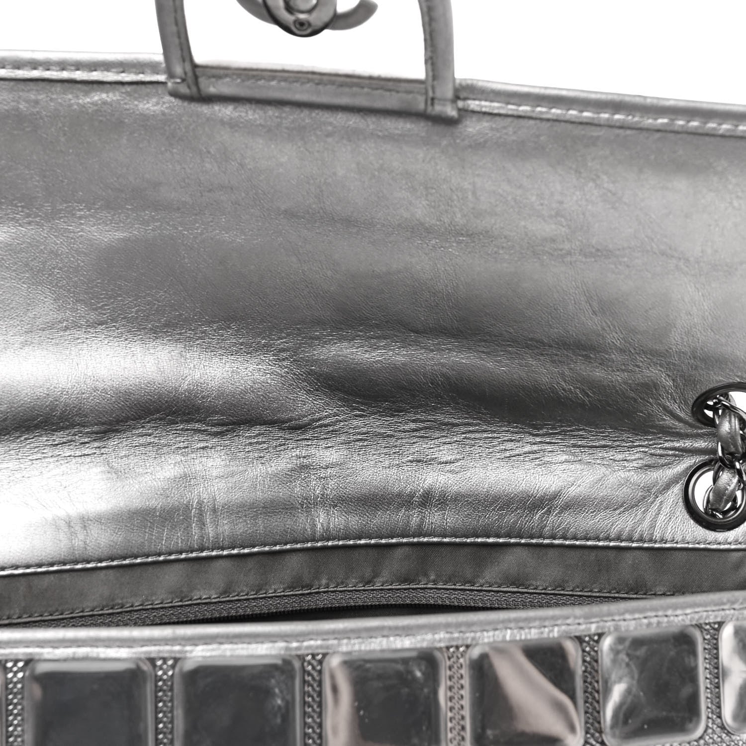 Chanel Vinyl Large Ice Cube Flap Silver 21 of 35