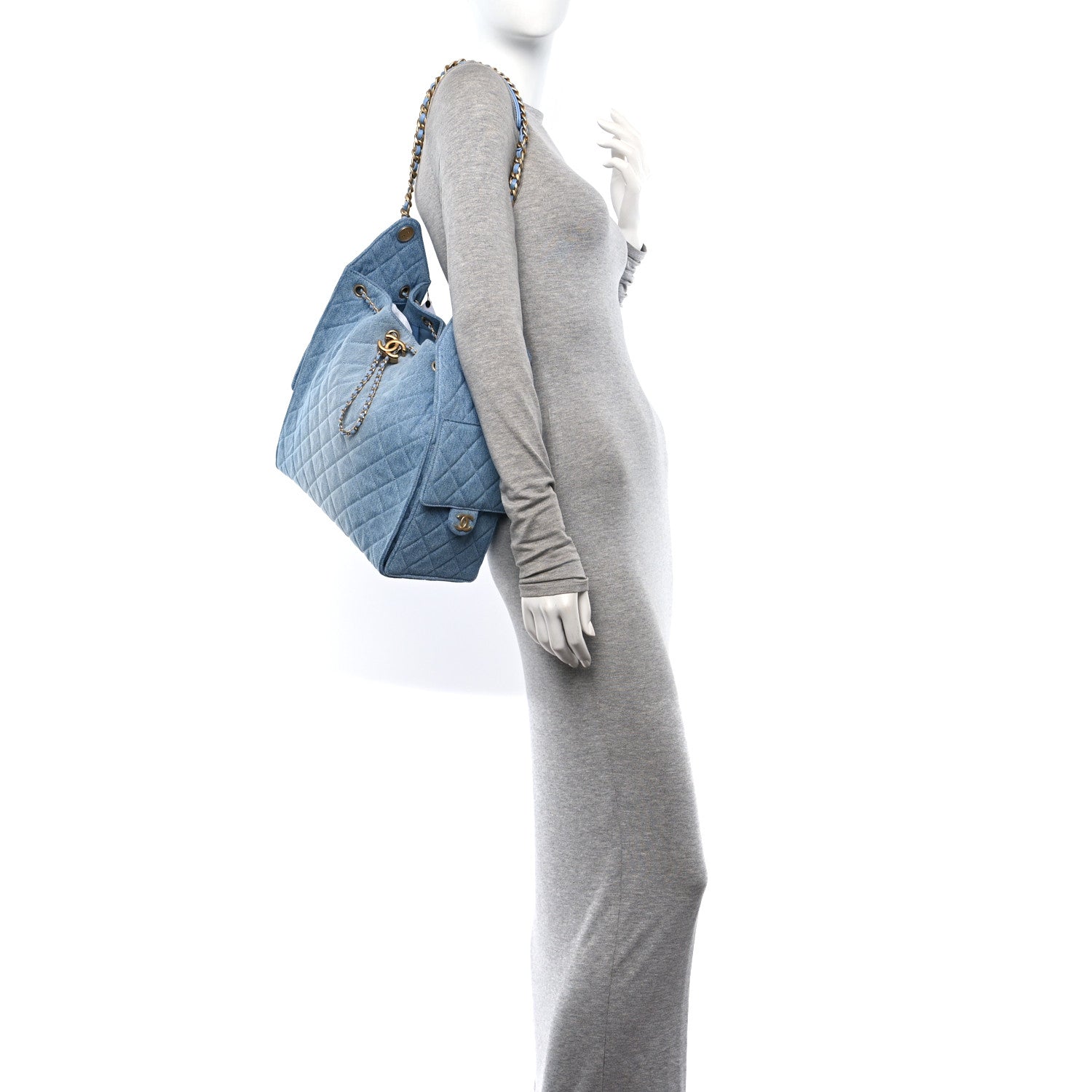 Chanel Washed Denim Quilted Medium Chanel 25 Handbag Blue 3 of 12