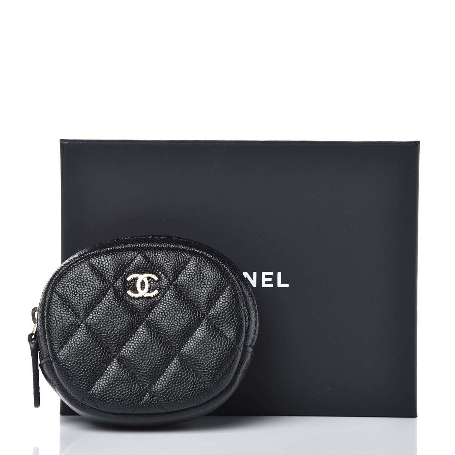 Caviar Quilted Zip Around Classic Coin Purse Black