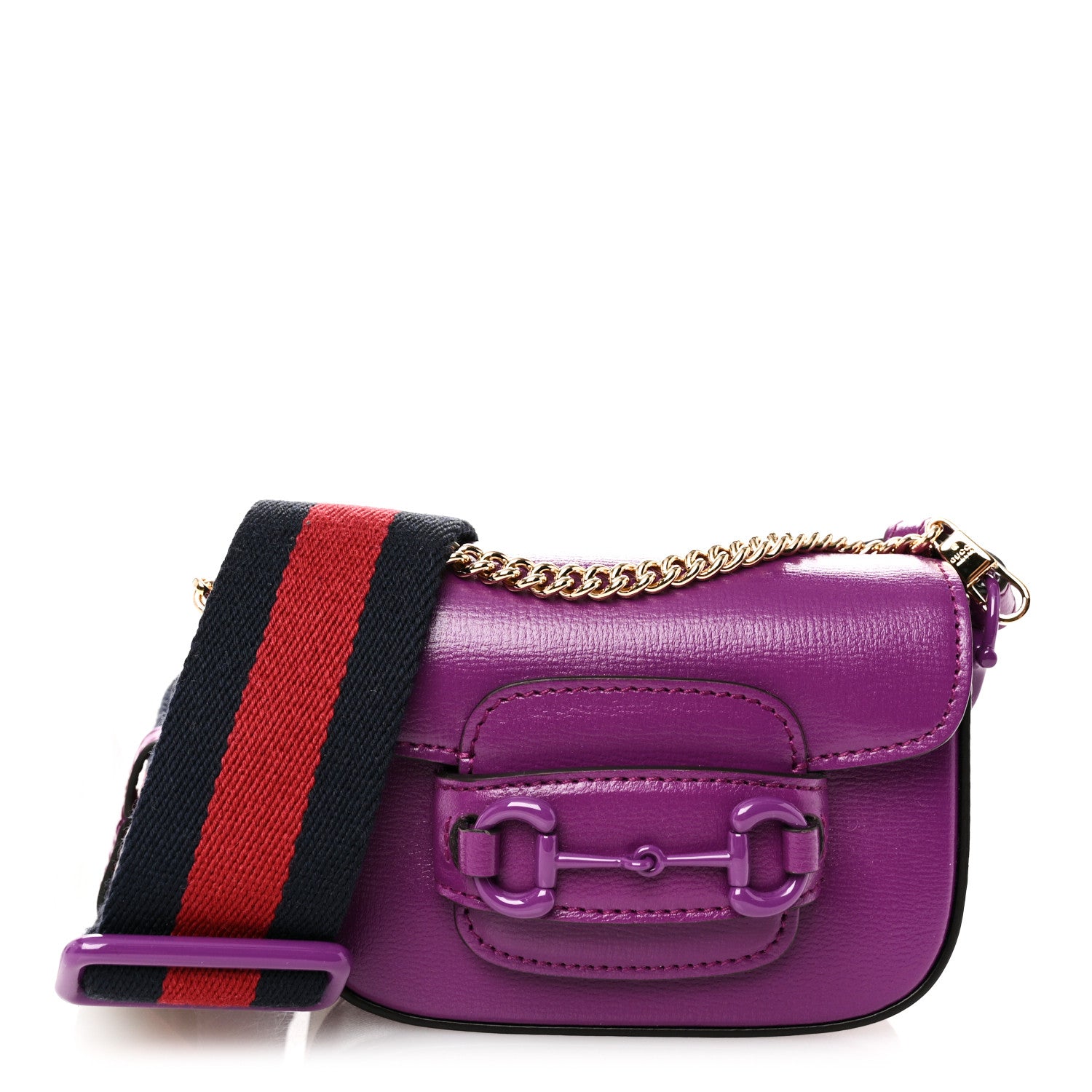 Gucci Azalea Calfskin Web Monochrome Horsebit 1955 Wallet On Strap Purple 1 of 10