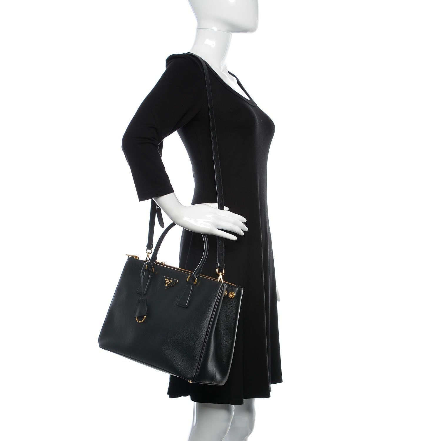 Prada Saffiano Medium Galleria Double Zip Tote Black 2 of 12