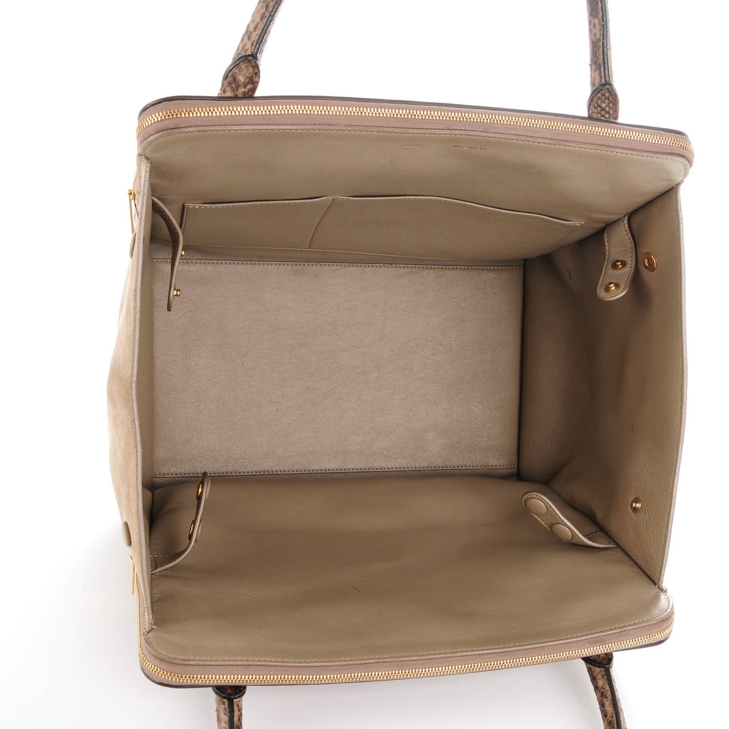 Smooth Calfskin and Suede Double Zip Trapeze Sand