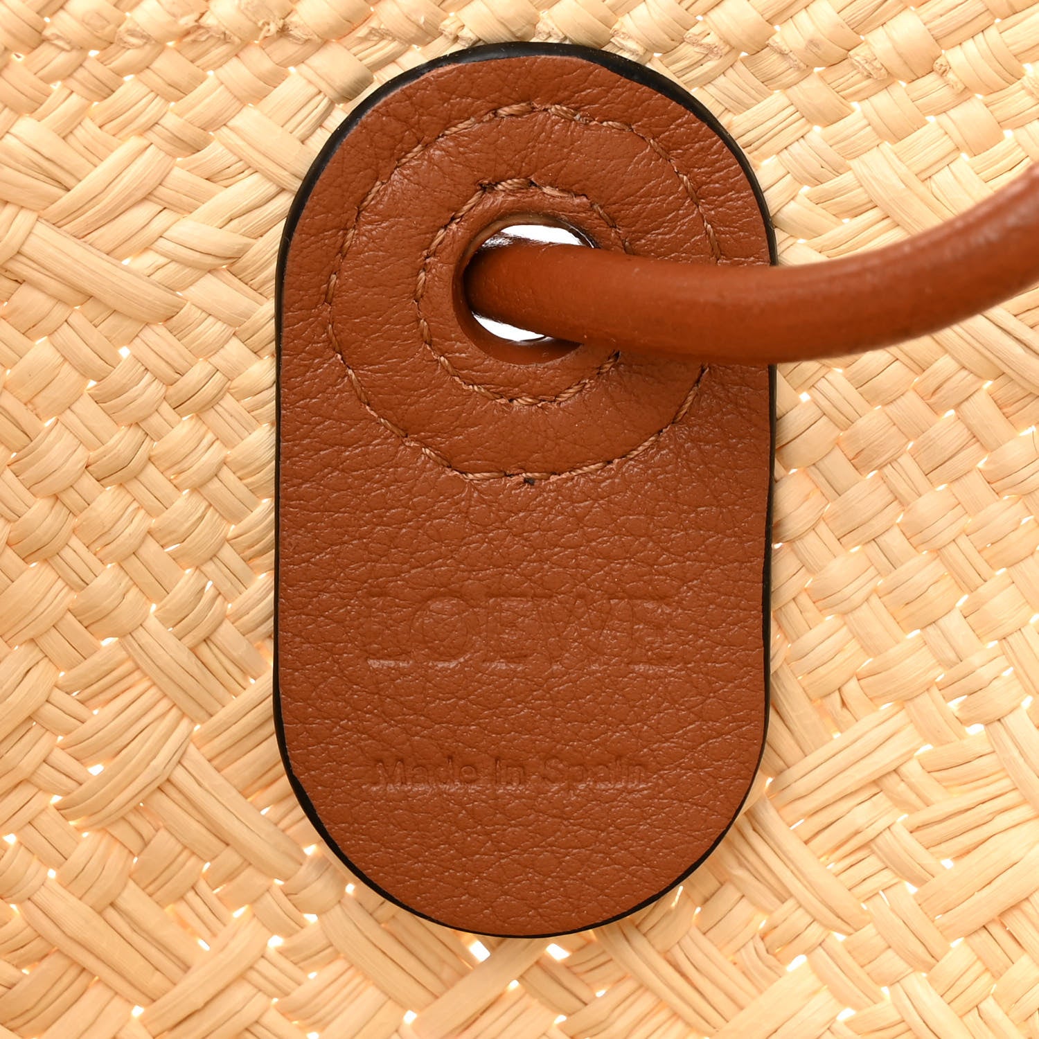Loewe Calfskin Raffia Small Anagram Basket Tote Bag Natural Tan 6 of 9