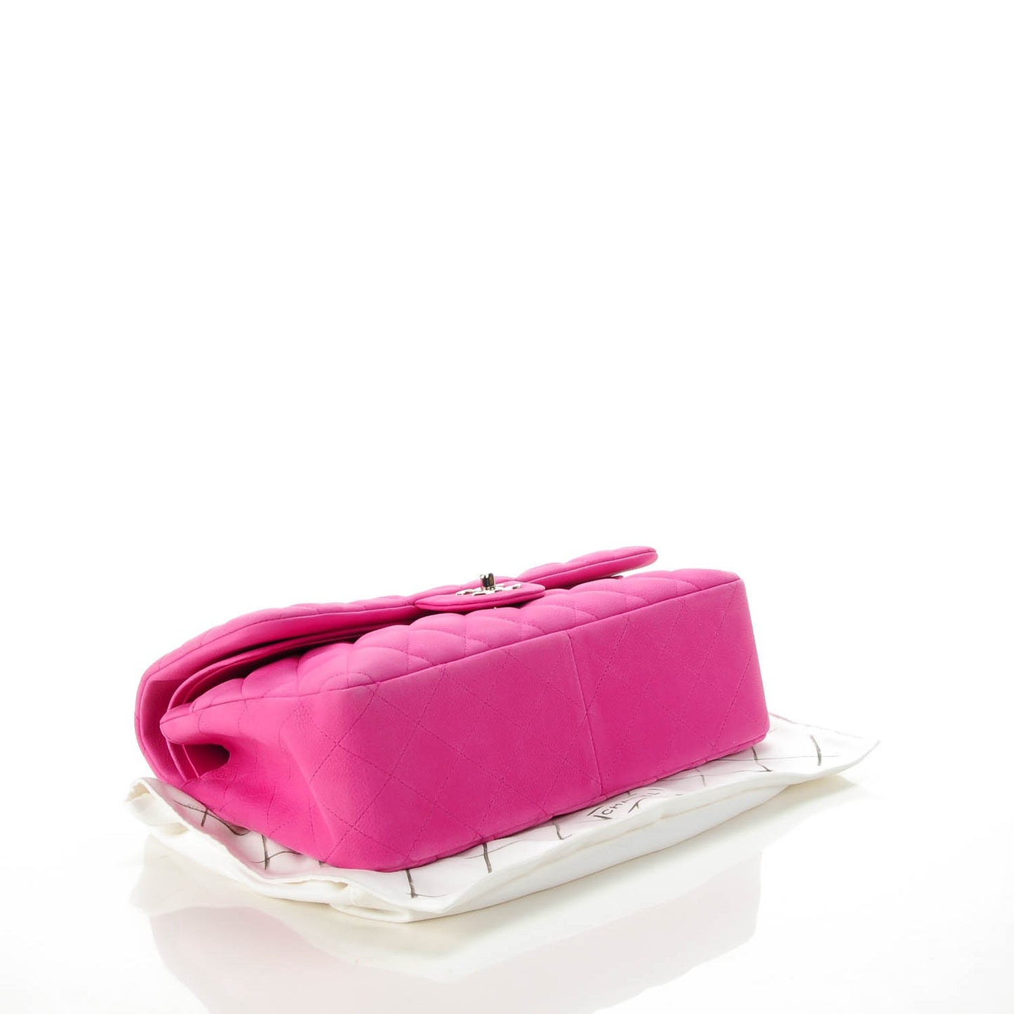 Iridescent Caviar Quilted Jumbo Double Flap Pink