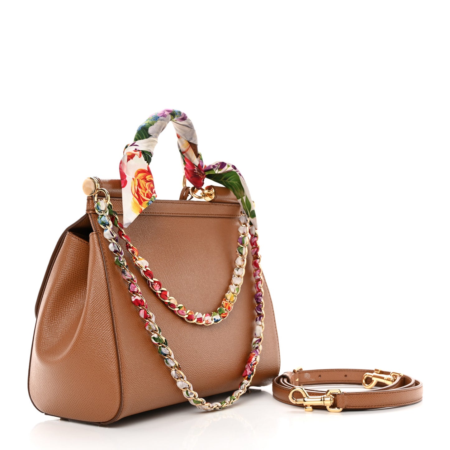 Dauphine Medium Miss Sicily Satchel With Scarf Caramello