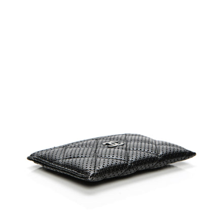 Chanel Perforated Lambskin Quilted Card Holder Black 4 of 9