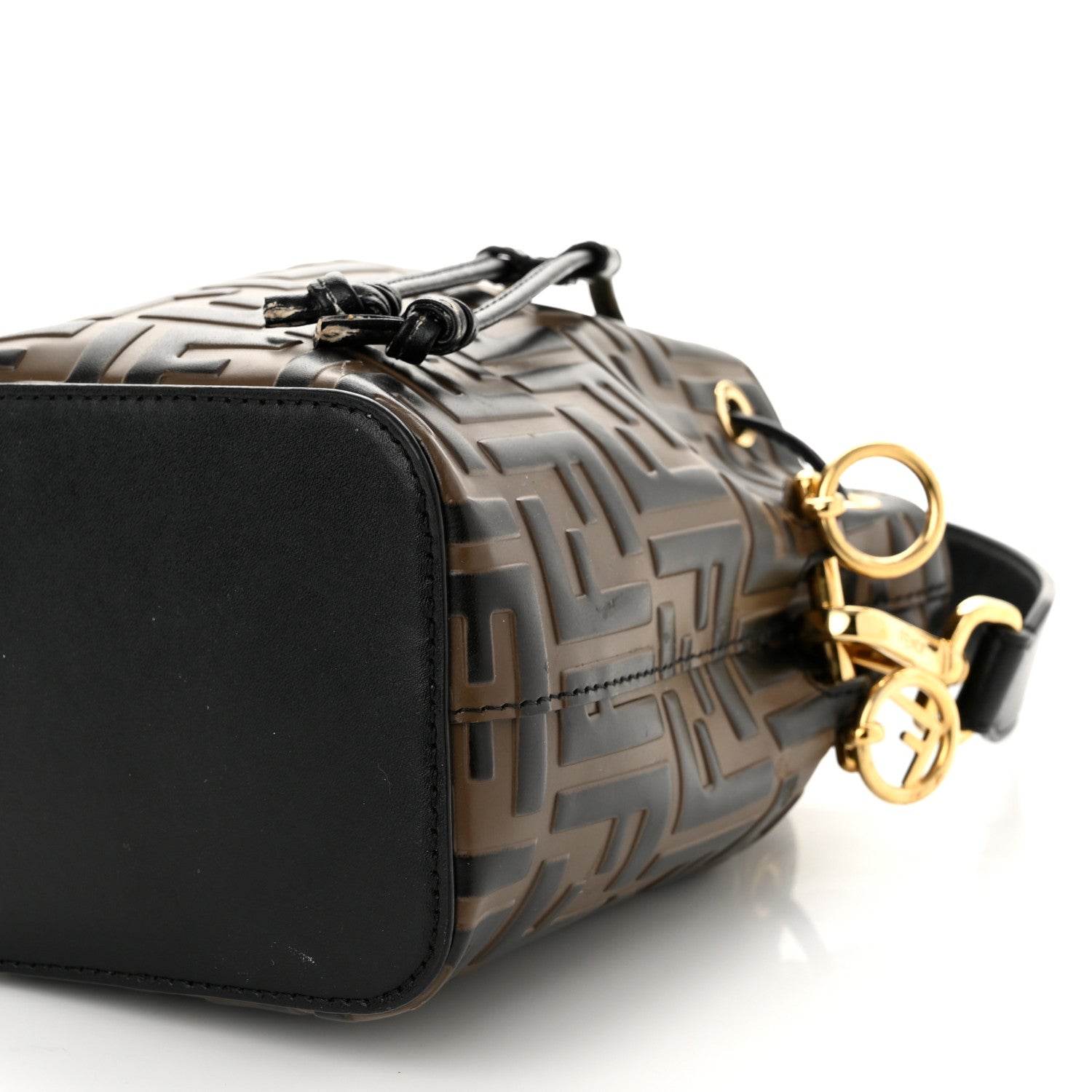 Fendi Vitello Liberty F is Fendi Bi-Color FF 1974 Embossed Mini Mon Tresor Bucket Bag Maya Black 11 of 14