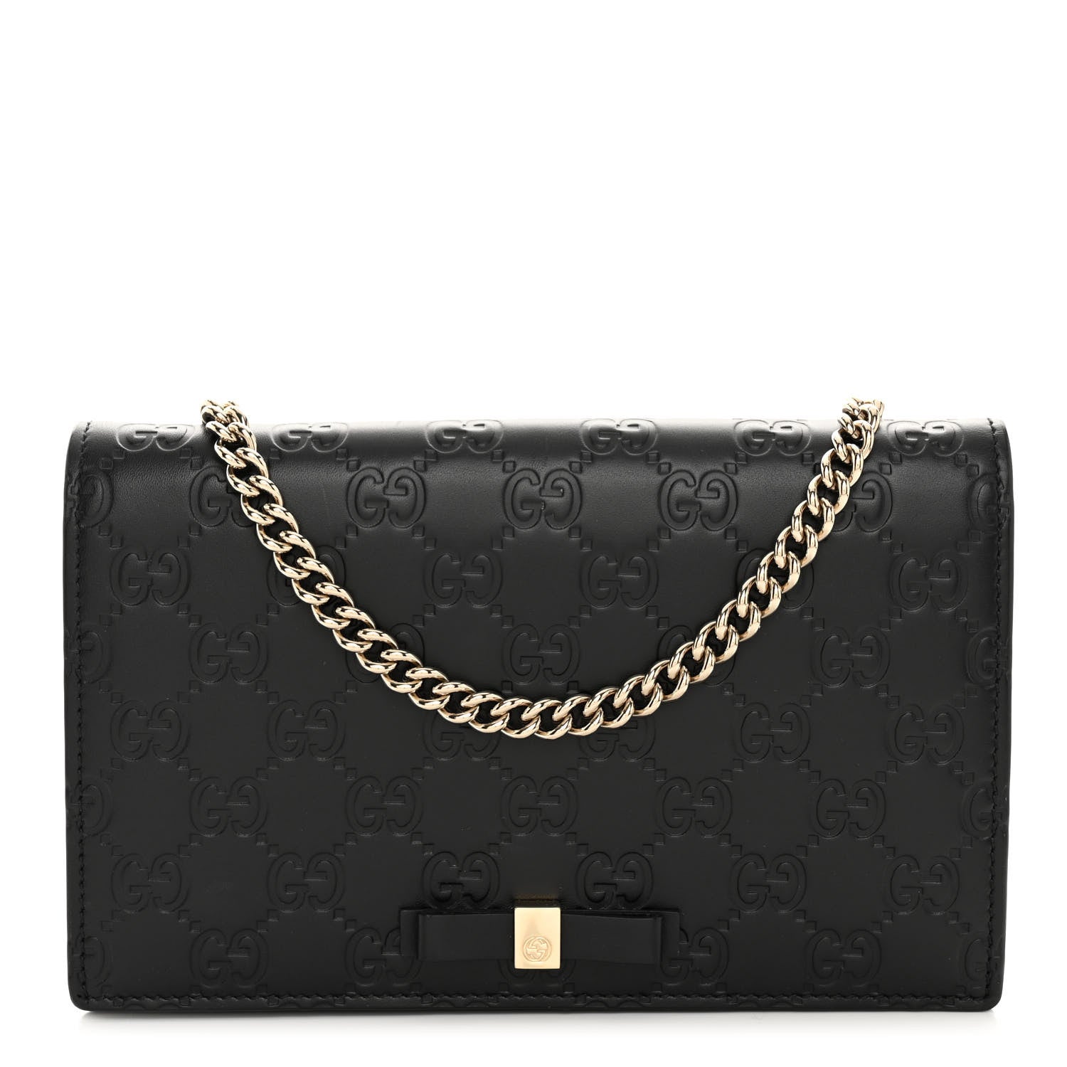 Gucci Guccissima Signature Bowy Chain Wallet Black 1 of 9