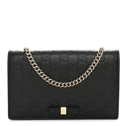 Gucci Guccissima Signature Bowy Chain Wallet Black 1 of 9