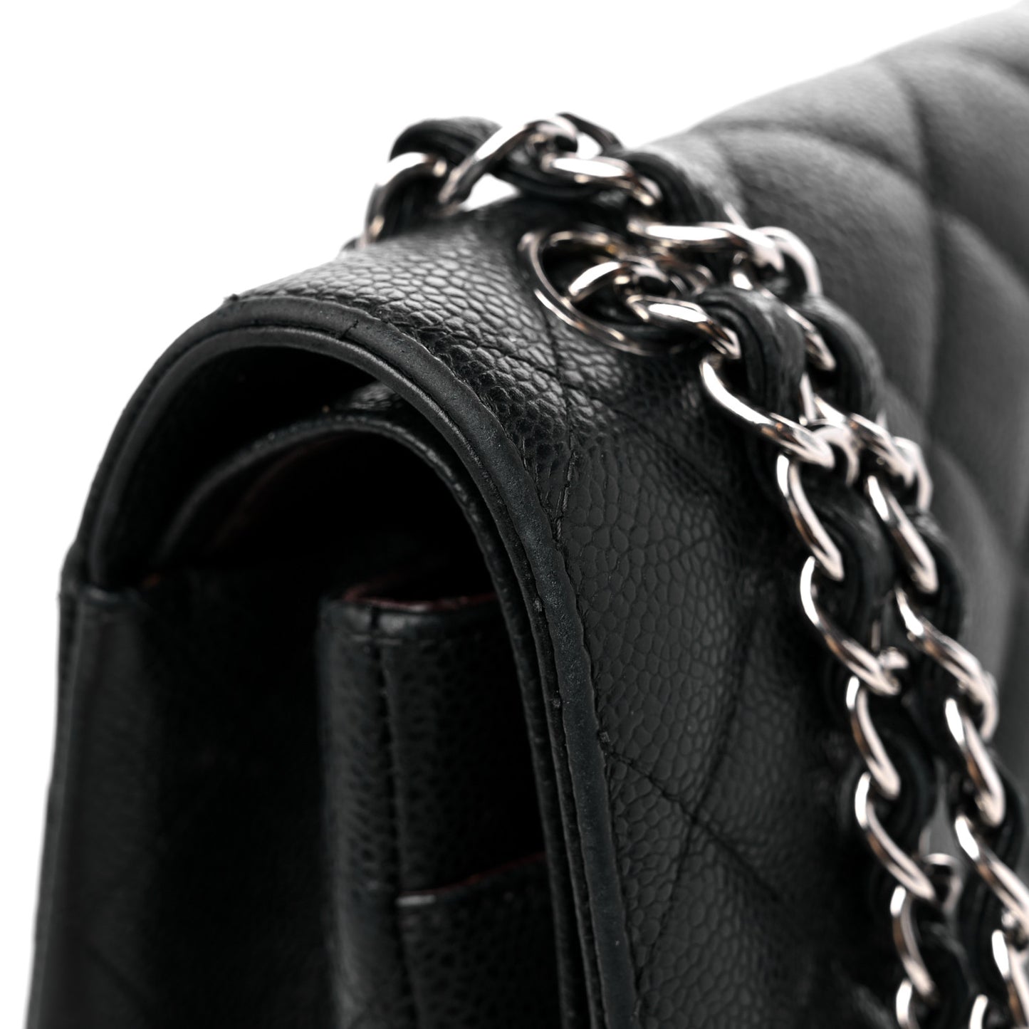 Caviar Quilted Jumbo Double Flap Black