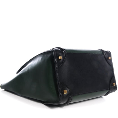 Celine Smooth Calfskin Bi-Color Mini Luggage Forest Black 4 of 8