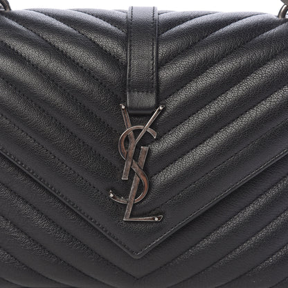 Saint Laurent Sheepskin Matelasse Chevron Monogram Medium College Bag Black 11 of 11