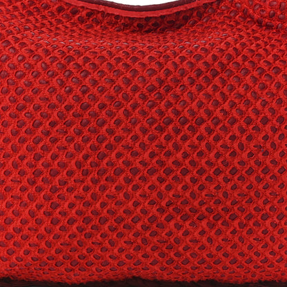 Bottega Veneta Nappa Fabric Intrecciato Large Distressed Fringe Veneta Hobo Red 9 of 12
