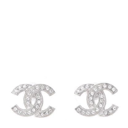 Chanel Crystal Timeless CC Earrings Silver 1 of 5