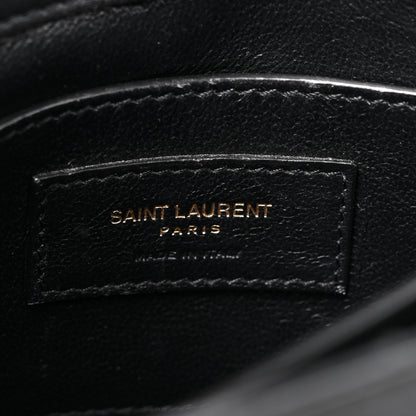 Saint Laurent Raffia Calfskin Mini Classic Monogram Cassandra Top Handle Black Natural 5 of 9