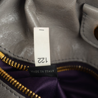 Miu Miu Vitello Lux Gathered Shopper Tote Astro 7 of 8