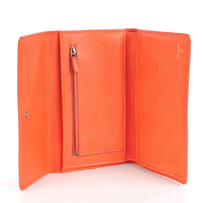 Chanel Goatskin Camellia Embossed Flap Wallet Coral 7 of 16
