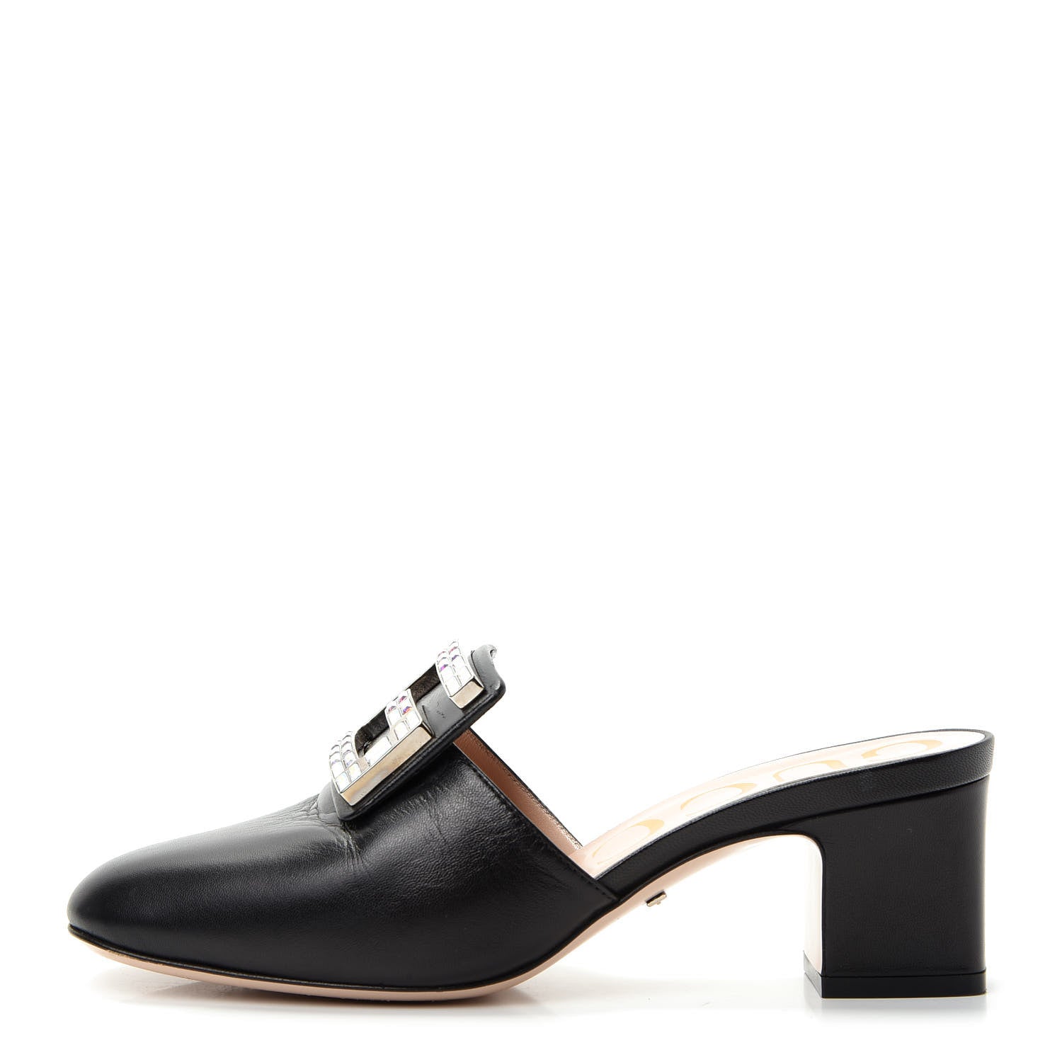 Gucci Malaga Kid Crystal Square G Madelyn Mules 35 Black 1 of 11