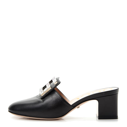 Gucci Malaga Kid Crystal Square G Madelyn Mules 35 Black 1 of 11