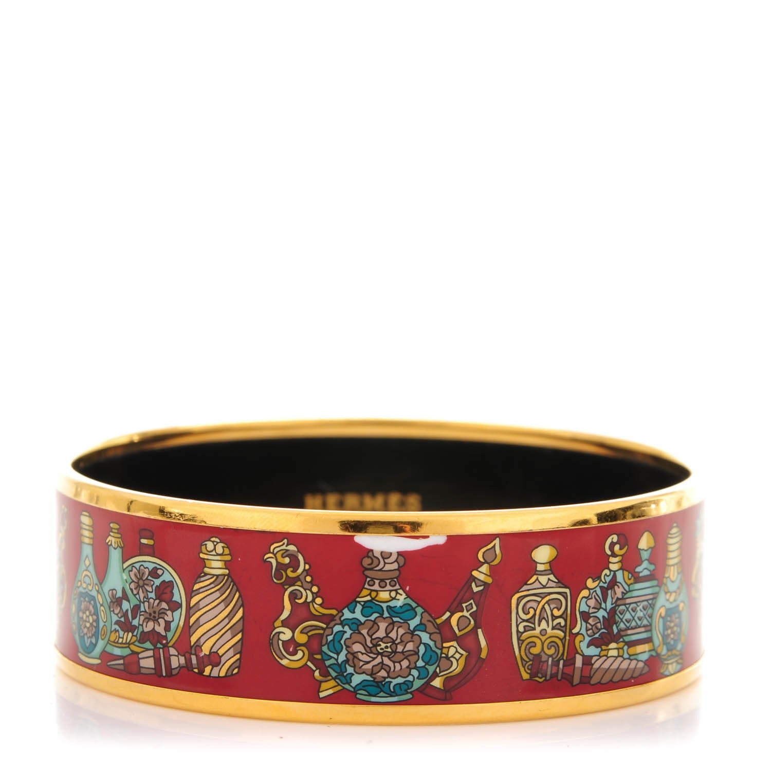 Hermes Enamel Printed Wide Flacons Bracelet 65 1 of 6