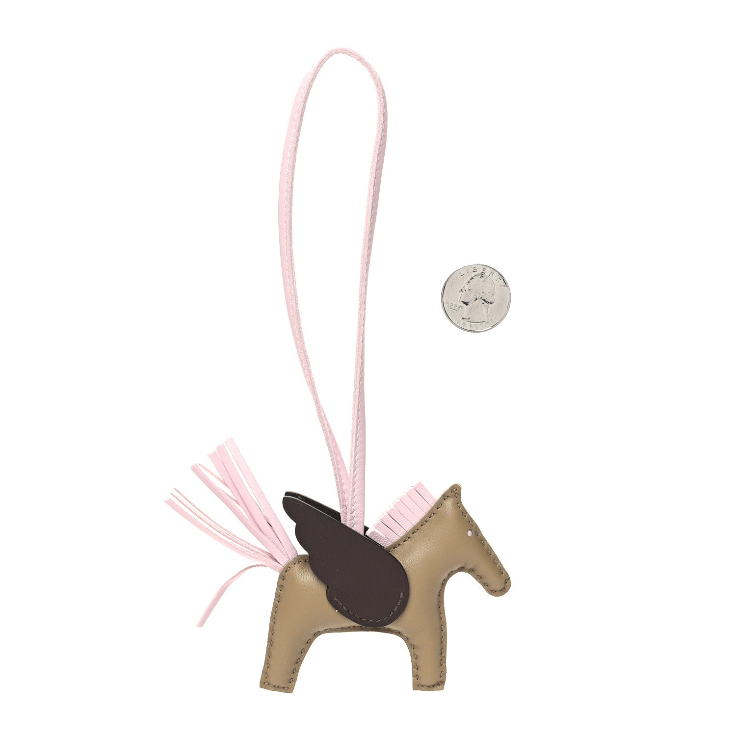 Hermes Milo Lambskin Grigri Rodeo Pegase Horse Bag Charm PM Beige Marfa Mauve Pale Moka 2 of 4
