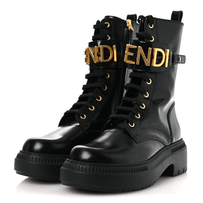 Fendi Vitello Abrasivato Fendigraphy 50mm Biker Boots Black 40 Black 4 of 13
