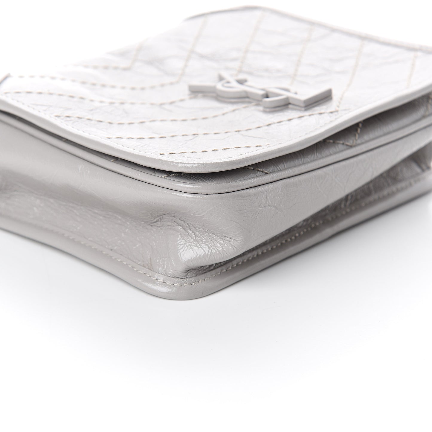 Crinkled Calfskin Matelasse Monogram Niki Chain Wallet Granite