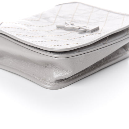 Saint Laurent Crinkled Calfskin Matelasse Monogram Niki Chain Wallet Granite 7 of 8