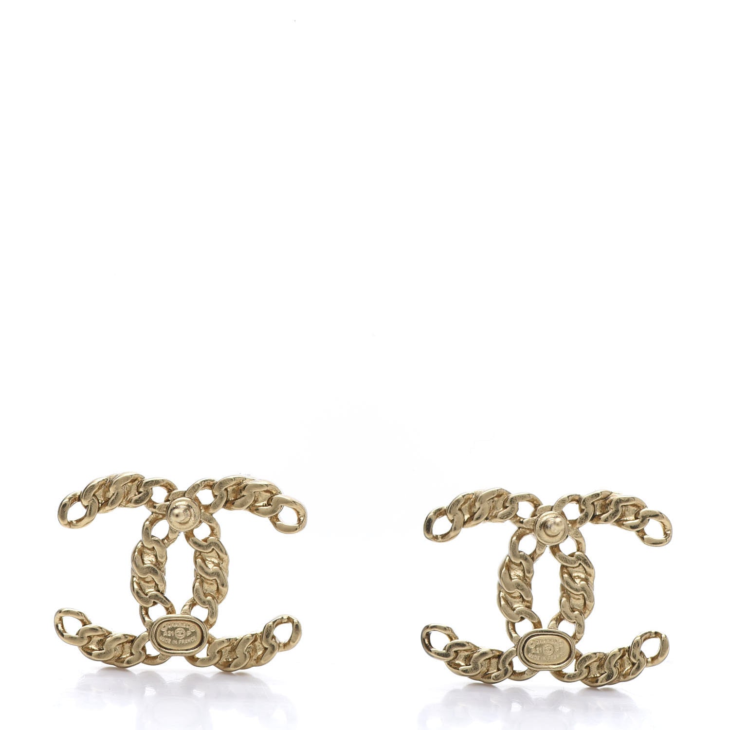Chanel Pearl Crystal Chain Link CC Earrings Gold Red Pink Yellow 3 of 5
