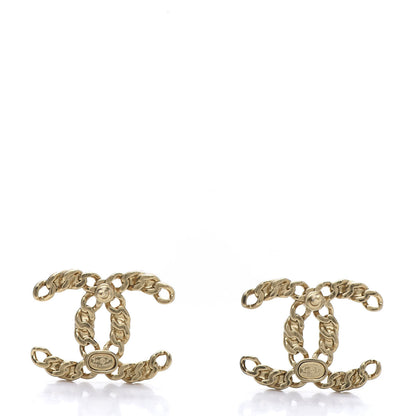 Chanel Pearl Crystal Chain Link CC Earrings Gold Red Pink Yellow 3 of 5